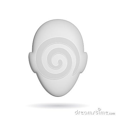 3d rendering face icon. Illustration with shadow isolated on white Stock Photo