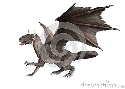 3D Rendering Fairy Tale Dragon on White Stock Photo