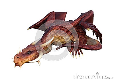 3D Rendering Fairy Tale Dragon on White Stock Photo