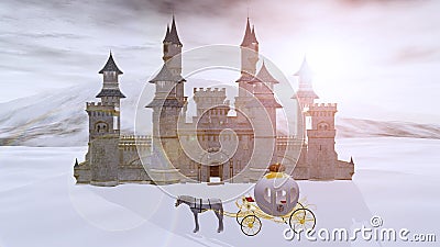 3D rendering of a fairytale winter castle. Stock Photo