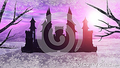 3D rendering of a fairytale winter castle. Stock Photo