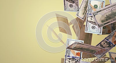 3d rendering Falling 100 dollar business content Stock Photo