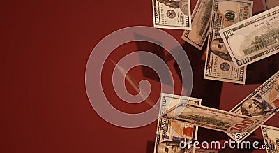 3d rendering Falling 100 dollar business content Stock Photo