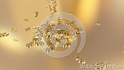 3d rendering of falling signs of dollars. Option in white gold style Stock Photo