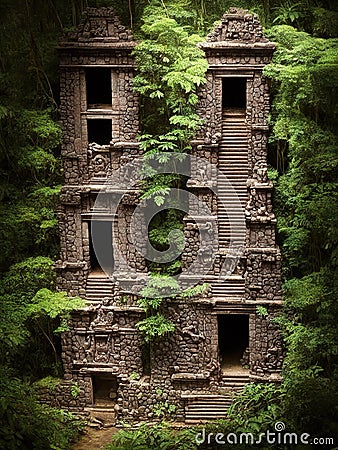 Fantasy ancient Aztec ruins Stock Photo