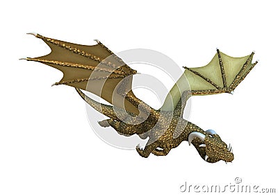 3D Rendering Fantasy Dragon on White Stock Photo