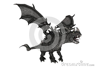 3D Rendering Fantasy Dragon on White Stock Photo