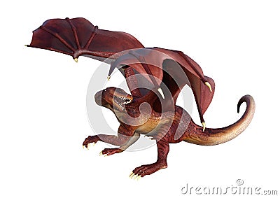 3D Rendering Fantasy Dragon on White Stock Photo