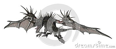 3D Rendering Fantasy Dragon on White Stock Photo