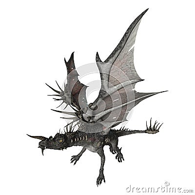 3D Rendering Fantasy Dragon on White Stock Photo