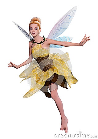 3D Rendering Fantasy Fairy on White Stock Photo