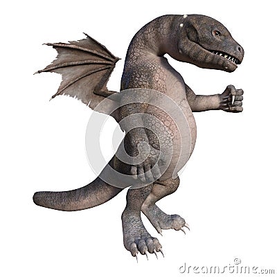 3D Rendering Fantasy Hatchling Dragon on White Stock Photo