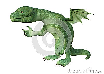 3D Rendering Fantasy Hatchling Dragon on White Stock Photo