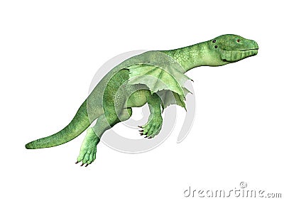 3D Rendering Fantasy Hatchling Dragon on White Stock Photo