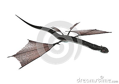 3D Rendering Fantasy Snake Dragon on White Stock Photo