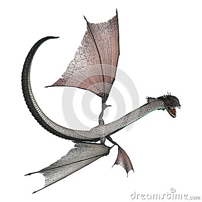 3D Rendering Fantasy Snake Dragon on White Stock Photo