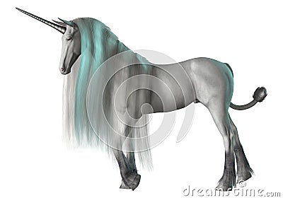 3D Rendering Fantasy Unicorn on White Stock Photo