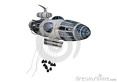 3D Rendering Fantasy Zeppelin Starship on White Stock Photo