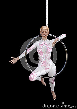 3D Rendering Circus Performer on Black Stock Photo