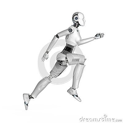 Female cyborg or robot run Stock Photo