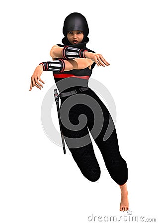 3D Rendering Female Ninja on White Stock Photo