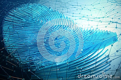 Fingerprint Scanning Identification System. Fingerprint scan provides security access with biometrics identification. 3D Stock Photo