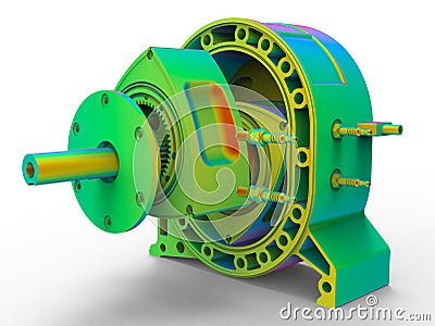 3D rendering - finite element engine shaft Cartoon Illustration