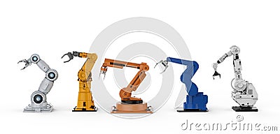 Five robotic arms Stock Photo