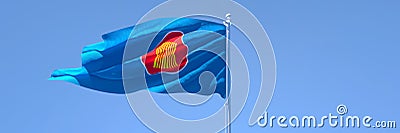 3D rendering of the flag of ASEAN waving in the wind Stock Photo