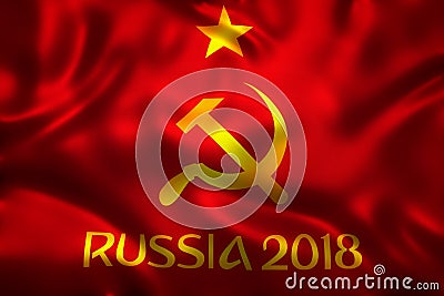 3D Rendering of Flag for World Football 2018 - World Soccer Tournament in Russia Editorial Stock Photo