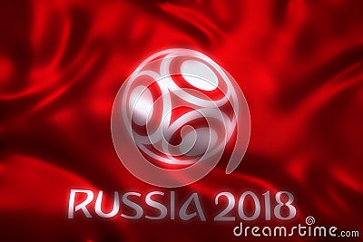 3D Rendering of Flag for World Football 2018 - World Soccer Tournament in Russia Editorial Stock Photo