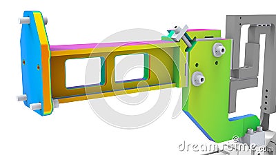 3D rendering - flange of sheet metal mechanical assembly Cartoon Illustration