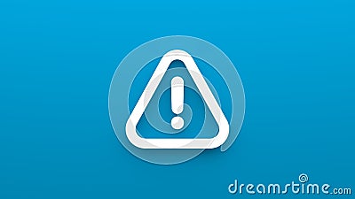 Minimalistic exclamation mark icon. 3d rendering of a flat icon on a blue background. Stock Photo