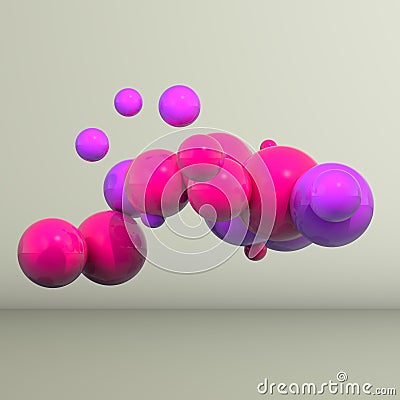 3D Rendering of Floating Purple Spheres Stock Photo