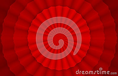 3d rendering. Folding Oriental circular Chinese Red paper fan design wall background. Stock Photo