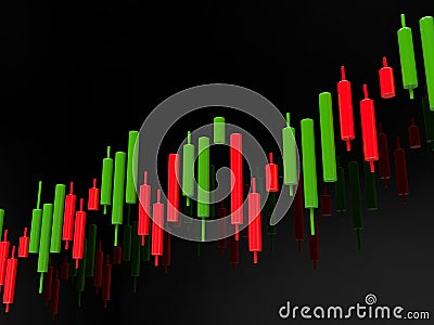 3d rendering of forex index candlestick chart over dark Stock Photo