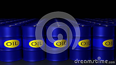 oil barrels on a black background Stock Photo
