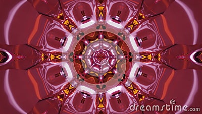 3D rendering of futuristic kaleidoscopic patterns background in dark crimson color Stock Photo