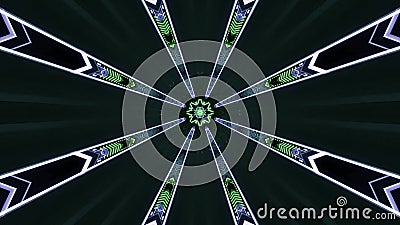 3D rendering of futuristic kaleidoscopic patterns background in vibrant black anf colors Stock Photo