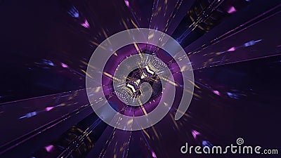 3D rendering of futuristic kaleidoscopic patterns background in vibrant purple and blucolors Stock Photo
