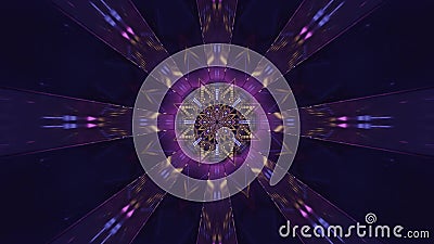 3D rendering of futuristic kaleidoscopic patterns background in vibrant purple and bluecolors Stock Photo