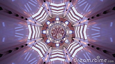 3D rendering of futuristic kaleidoscopic patterns background in vibrant purple and pink colors Stock Photo