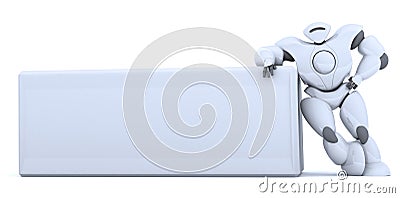 3D rendering futuristic robot show screen Stock Photo