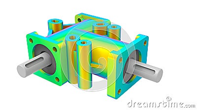 3D rendering - gear box casing finite element analysis Cartoon Illustration