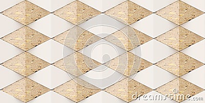 3D rendering of geometric rhombus shapes, Material brown marble for your project or interior design decorative tile & elements Stock Photo