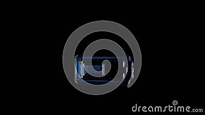 3d rendering glass horizontal symbol of battery half isolated on black with reflection Stock Photo