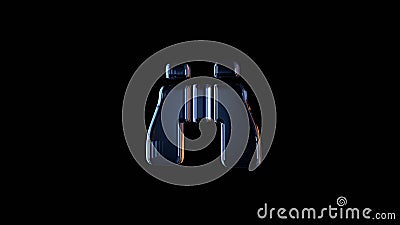 3d rendering glass symbol of binoculars isolated on black with reflection Stock Photo