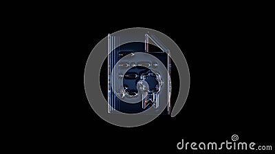 3d rendering glass symbol of diploma isolated on black with reflection Stock Photo