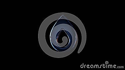 3d rendering glass symbol of flame isolated on black with reflection Stock Photo