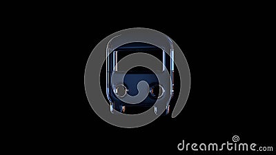 3d rendering glass symbol of front view of a bus isolated on black with reflection Stock Photo